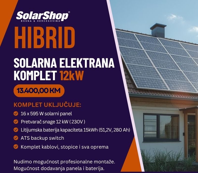 HIBRIDNA SOLARNA ELEKTRANA KOMPLET 12 kW