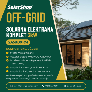OFF GRID SOLARNA ELEKTRANA KOMPLET 3 kW