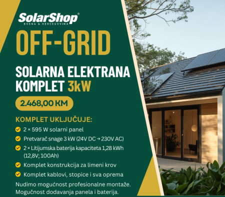 OFF GRID SOLARNA ELEKTRANA KOMPLET 3 kW