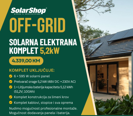 OFF GRID SOLARNA ELEKTRANA KOMPLET 5,2 kW