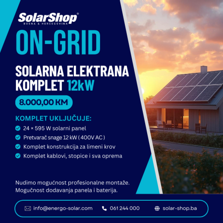 ON-GRID SOLARNA ELEKTRANA KOMPLET 12 kW