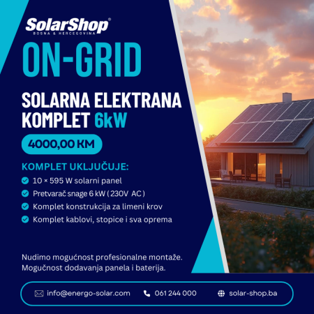 ON-GRID SOLARNA ELEKTRANA KOMPLET 6 kW