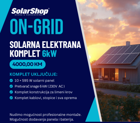 ON-GRID SOLARNA ELEKTRANA KOMPLET 6 kW